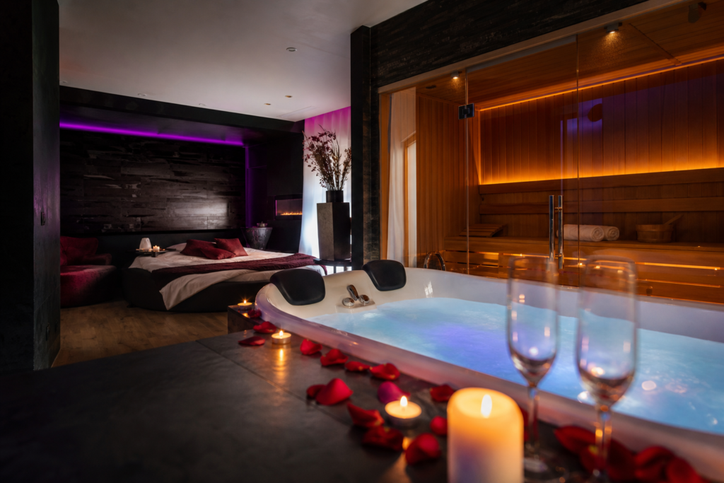 Illustration : Loveroom à Oignies avec jacuzzi et sauna privatifs